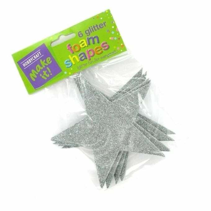 Promo 🔔 Hobbycraft Silver Glitter Foam Stars 6 Pack 💯 1 Promo 🔔 Hobbycraft Silver Glitter Foam Stars 6 Pack 💯
