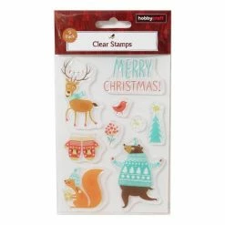 Deals 🎁 Hobbycraft 🎄 Christmas Woodland Animals Clear Stamps 9 Pack 🎁