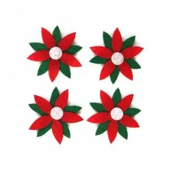 Hot Sale 🎁 Hobbycraft Red Poinsettia Felt Toppers 4 Pack 🔔