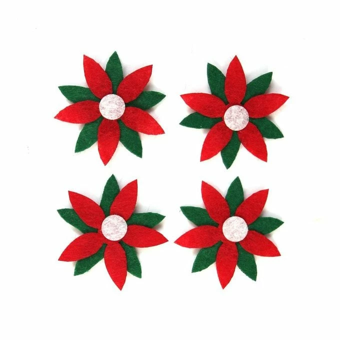 Hot Sale 🎁 Hobbycraft Red Poinsettia Felt Toppers 4 Pack 🔔 1 Hot Sale 🎁 Hobbycraft Red Poinsettia Felt Toppers 4 Pack 🔔