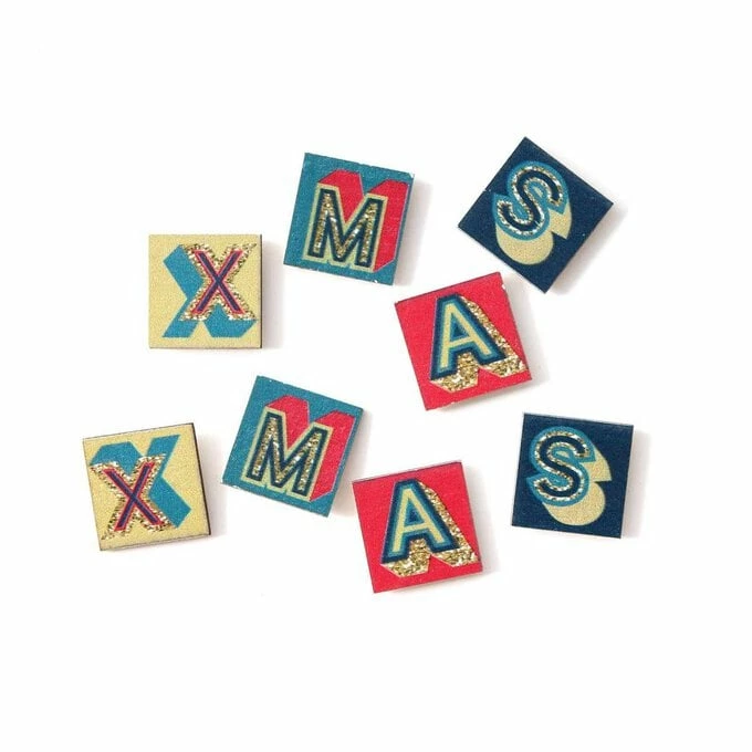 New ❤️ Hobbycraft Xmas Letter Wooden Toppers 8 Pieces ✔️ 1 New ❤️ Hobbycraft Xmas Letter Wooden Toppers 8 Pieces ✔️