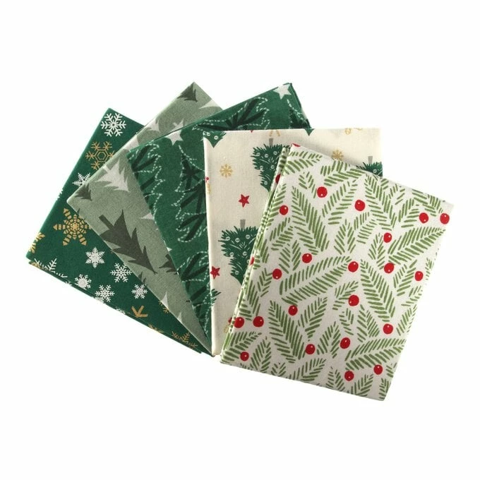 Brand new π Hobbycraft Green Forest π Christmas Cotton Fat Quarters 5 Pack β¨ 1 Brand new π Hobbycraft Green Forest π Christmas Cotton Fat Quarters 5 Pack β¨