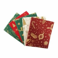 Buy π Hobbycraft Gold Foil Printed π Christmas Cotton Fat Quarters 5 Pack π
