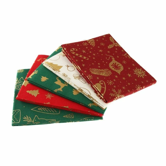 Buy ๐ Hobbycraft Gold Foil Printed ๐ Christmas Cotton Fat Quarters 5 Pack ๐ 2 Buy ๐ Hobbycraft Gold Foil Printed ๐ Christmas Cotton Fat Quarters 5 Pack ๐ - Image 2