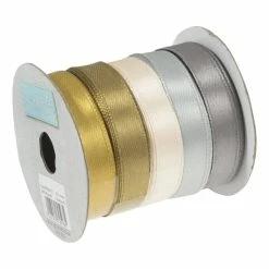 Cheap 🤩 Trimits Silver And Gold Satin Ribbons 10mm X 4m 5 Pack ✔️