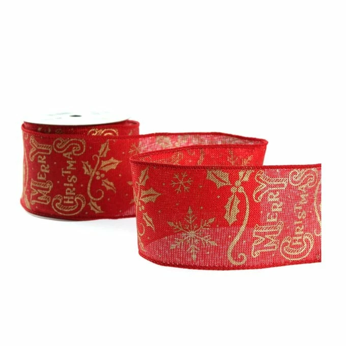Promo β¨ Hobbycraft Merry π Christmas Wire Edge Ribbon 63mm X 3m β¨ 2 Promo β¨ Hobbycraft Merry π Christmas Wire Edge Ribbon 63mm X 3m β¨ - Image 2