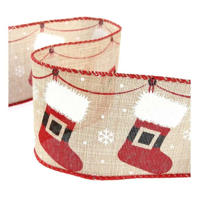 New ⭐ Hobbycraft Stocking Wire Edge Ribbon 63mm X 3m 👏 1 New ⭐ Hobbycraft Stocking Wire Edge Ribbon 63mm X 3m 👏