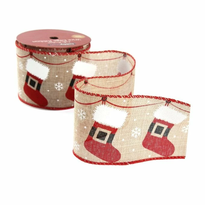 New ⭐ Hobbycraft Stocking Wire Edge Ribbon 63mm X 3m 👏 2 New ⭐ Hobbycraft Stocking Wire Edge Ribbon 63mm X 3m 👏 - Image 2