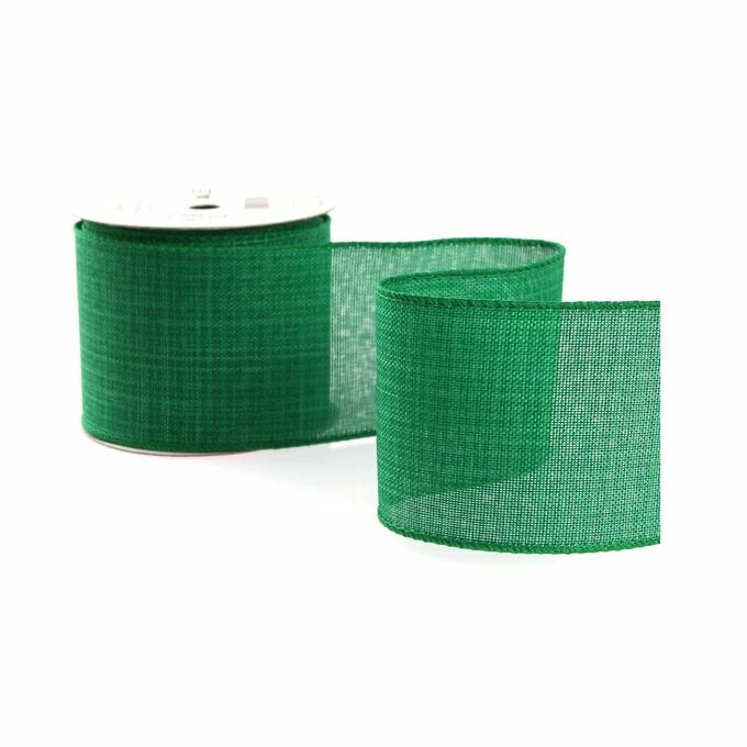 Budget π Hobbycraft Green Wire Edge Ribbon 63mm X 3m π 2 Budget π Hobbycraft Green Wire Edge Ribbon 63mm X 3m π - Image 2
