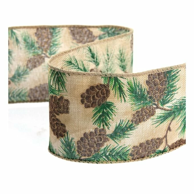 Cheap ✨ Hobbycraft Pine Wire Edge Ribbon 63mm X 3m ✔️ 1 Cheap ✨ Hobbycraft Pine Wire Edge Ribbon 63mm X 3m ✔️