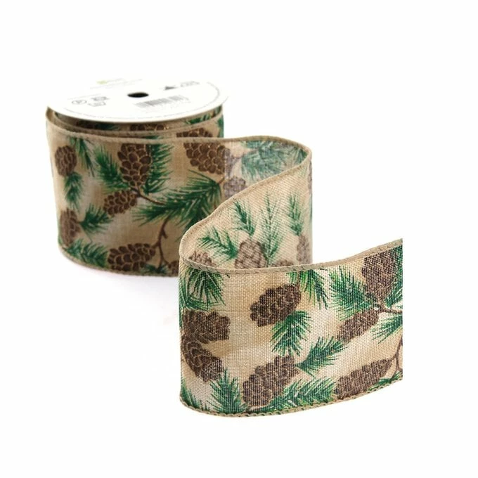 Cheap ✨ Hobbycraft Pine Wire Edge Ribbon 63mm X 3m ✔️ 2 Cheap ✨ Hobbycraft Pine Wire Edge Ribbon 63mm X 3m ✔️ - Image 2