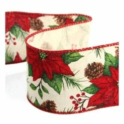 Cheapest 🌟 Hobbycraft Poinsettia Wire Edge Ribbon 63mm X 3m 😍
