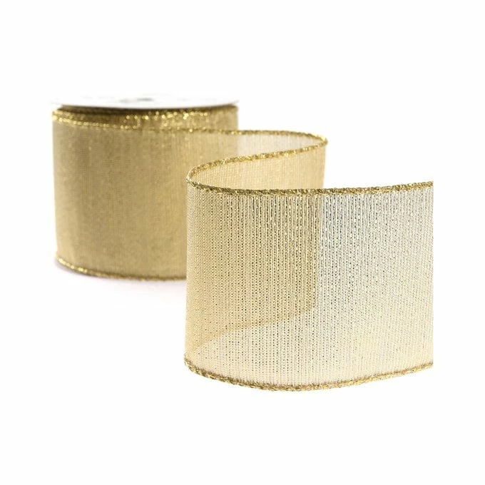 Deals ✨ Hobbycraft Gold Wire Edge Ribbon 63mm X 3m ⭐ 2 Deals ✨ Hobbycraft Gold Wire Edge Ribbon 63mm X 3m ⭐ - Image 2