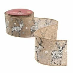 Alternative view of New 🤩 Hobbycraft Reindeer Wire Edge Ribbon 63mm X 3m ✔️