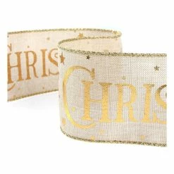 Cheapest 🎁 Hobbycraft Gold Merry 🔔 Christmas Wire Edge Ribbon 63mm X 3m 👍