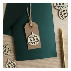 Alternative view of Brand new ❤️ Hobbycraft Wooden 🎅 Christmas Tree Bauble Embellishments 6 Pack 🛒