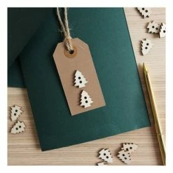 Alternative view of Brand new 🔔 Hobbycraft 🎅 Christmas Tree Wooden Buttons 36 Pack ✔️