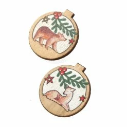Buy 💯 Hobbycraft Bear And Reindeer 🔔 Christmas Wooden Toppers 6 Pack 👏 -Hobbycraft Shop 658357 1000 4 Wooden Bauble Embellishment Bear Reindeer