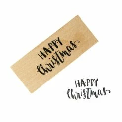 Budget 🧨 Hobbycraft Happy ❄ Christmas Wooden Stamp 2.5cm X 6.3cm 🎁