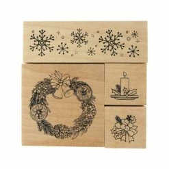 Promo 🔔 Hobbycraft Traditional 🔔 Christmas Icon Wooden Stamps 4 Pieces ✨