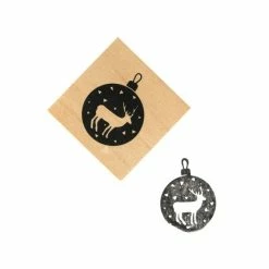 Best Pirce 🥰 Hobbycraft Stag Bauble Wooden Stamp 3.8cm X 3.8cm ✔️