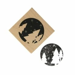 New 👏 Hobbycraft Tree Scene Wooden Stamp 3.8cm X 3.8cm 😉