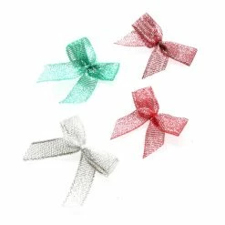 New 👍 Hobbycraft Assorted Festive Mini Bows 15 Pack 😀 -Hobbycraft Shop 658426 1000 3 Festive Ribbon Bows Red Green Silver
