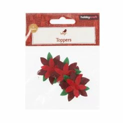 Flash Sale 🌟 Hobbycraft Poinsettia Felt Toppers 4 Pack 🥰 -Hobbycraft Shop 658440 1000 4 Felt Topper Red Poinsettia 4pack