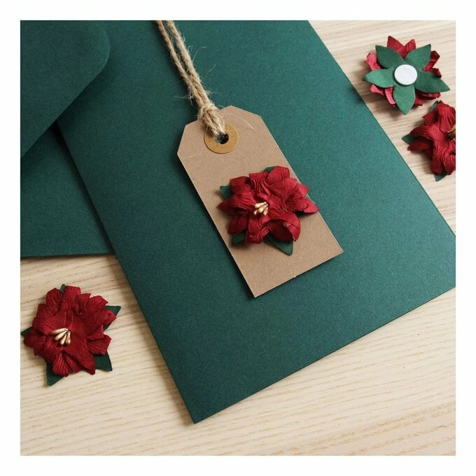 New π Hobbycraft Red Poinsettia Paper Toppers 4 Pack β€οΈ 2 New π Hobbycraft Red Poinsettia Paper Toppers 4 Pack β€οΈ - Image 2