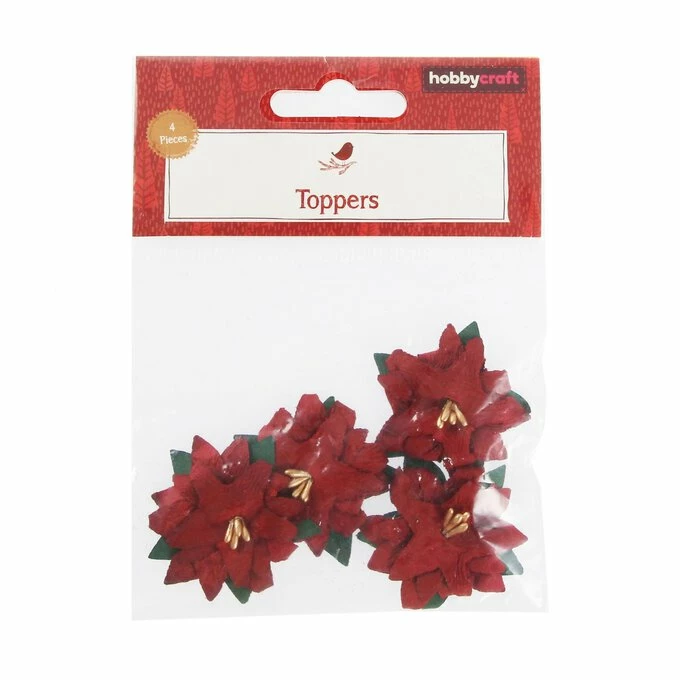 New π Hobbycraft Red Poinsettia Paper Toppers 4 Pack β€οΈ 4 New π Hobbycraft Red Poinsettia Paper Toppers 4 Pack β€οΈ - Image 4