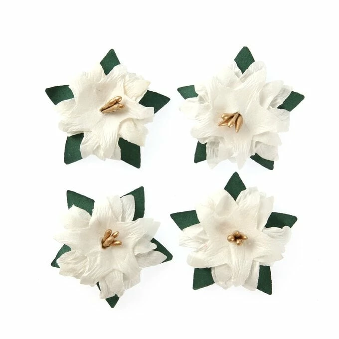 Best deal π Hobbycraft White Poinsettia Paper Toppers 4 Pack π 1 Best deal π Hobbycraft White Poinsettia Paper Toppers 4 Pack π