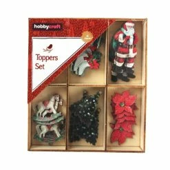 Best deal 🎉 Hobbycraft Traditional 🎄 Christmas Wooden Topper Set 36 Pieces 🤩 -Hobbycraft Shop 658512 1000 4 Wooden Toppers Traditional