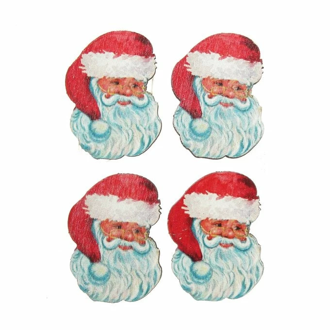 Buy 😍 Hobbycraft Santa Head Wooden Toppers 4 Pack 🥰 1 Buy 😍 Hobbycraft Santa Head Wooden Toppers 4 Pack 🥰