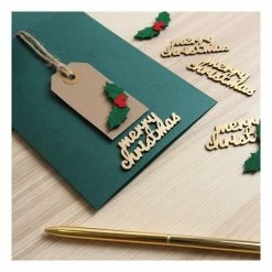 Alternative view of Deals 👍 Hobbycraft Gold Merry 🎅 Christmas Wooden Toppers 5 Pack 🥰