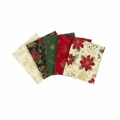 Hot Sale β€οΈ Craft Cotton Company Classic Poinsettia Cotton Fat Quarters 5 Pack π―