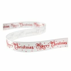 Best Sale 🌟 Hobbycraft Red And White Merry 🎄 Christmas Ribbon 10mm X 2m 🎉