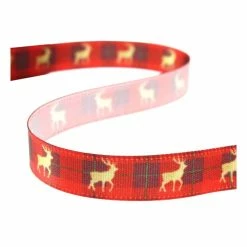 Buy 👍 Hobbycraft Red Tartan Stag Ribbon 10mm X 2m 🤩