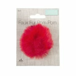 Hot Sale 🤩 Trimits Red Faux Fur Pom Pom 6cm 🧨 -Hobbycraft Shop 662744 1007 4 Faux Fur Pom Pom Red