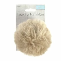 Promo 🔥 Trimits Natural Faux Fur Pom Pom 11cm 🛒 -Hobbycraft Shop 662745 1002 4 Large Faux Fur Pom Pom Natural